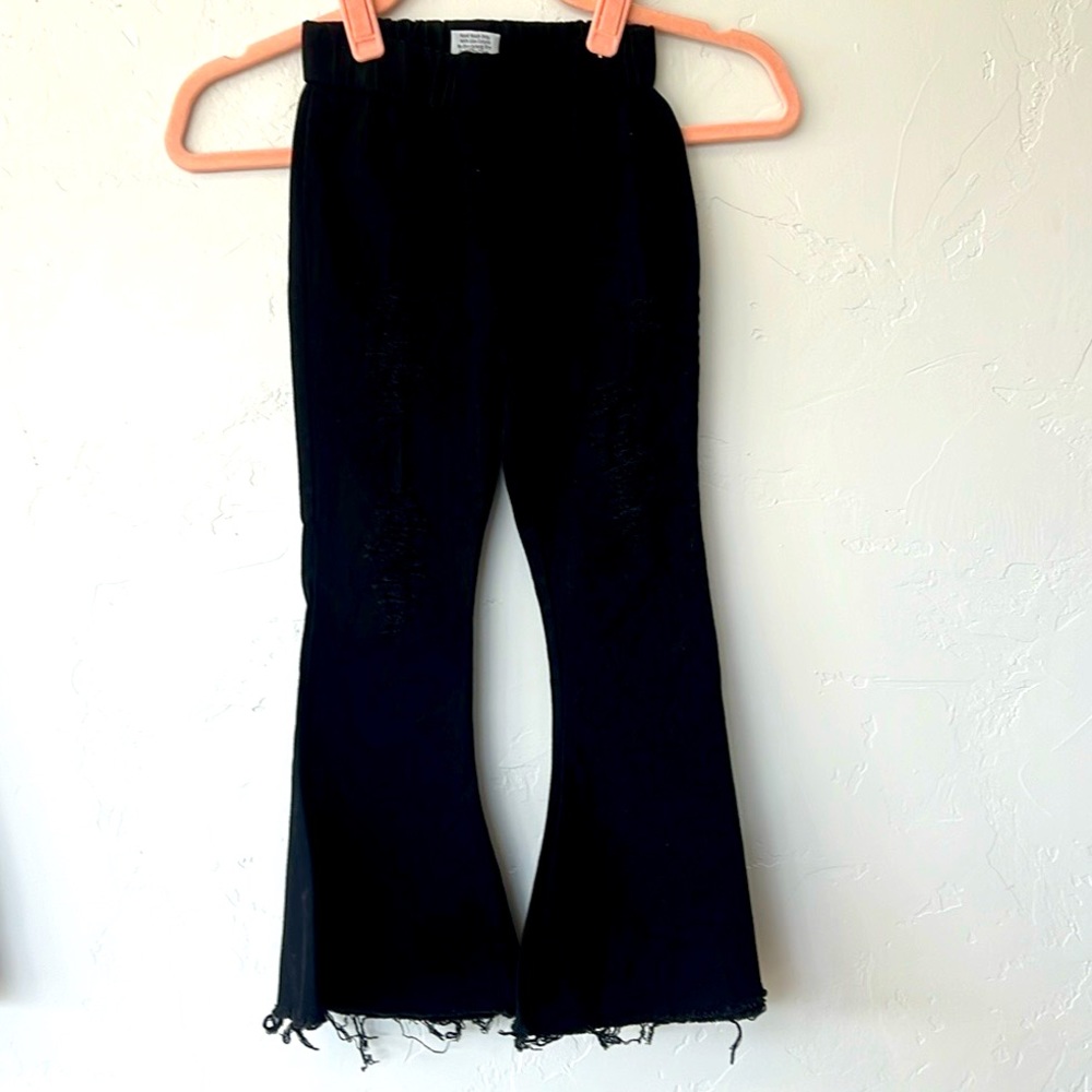 Girls Distressed Black Denim Flares- NWT